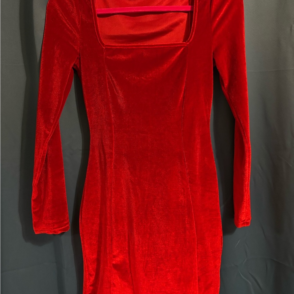 Elegant Red Velvet Dress
